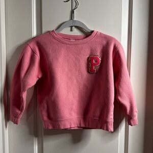 Monaco Pink Kids Sweatshirt with Letter Patch
